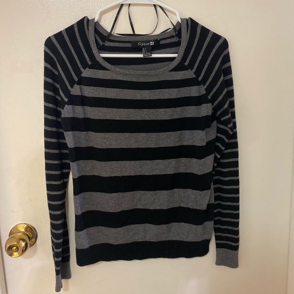 Striped sweater- grey and black. Size small